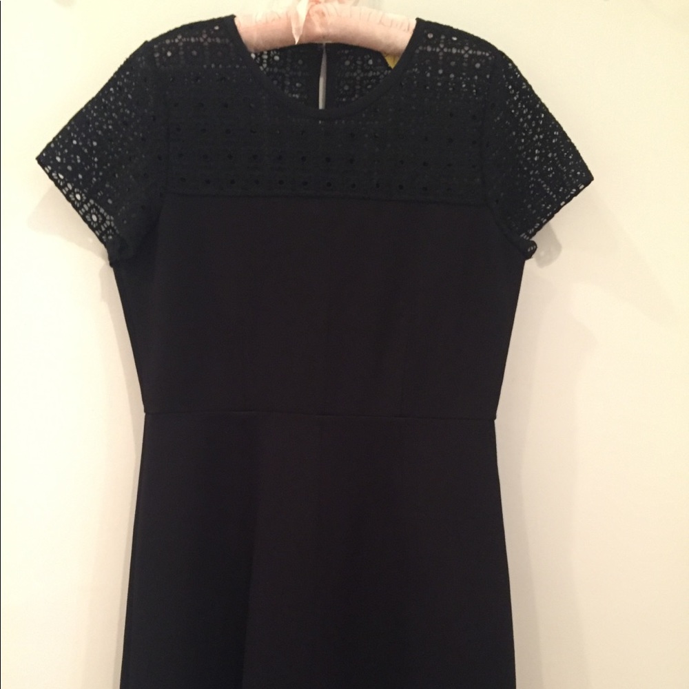 J Crew Fit & Flare Dress Black Eyelet and Scuba